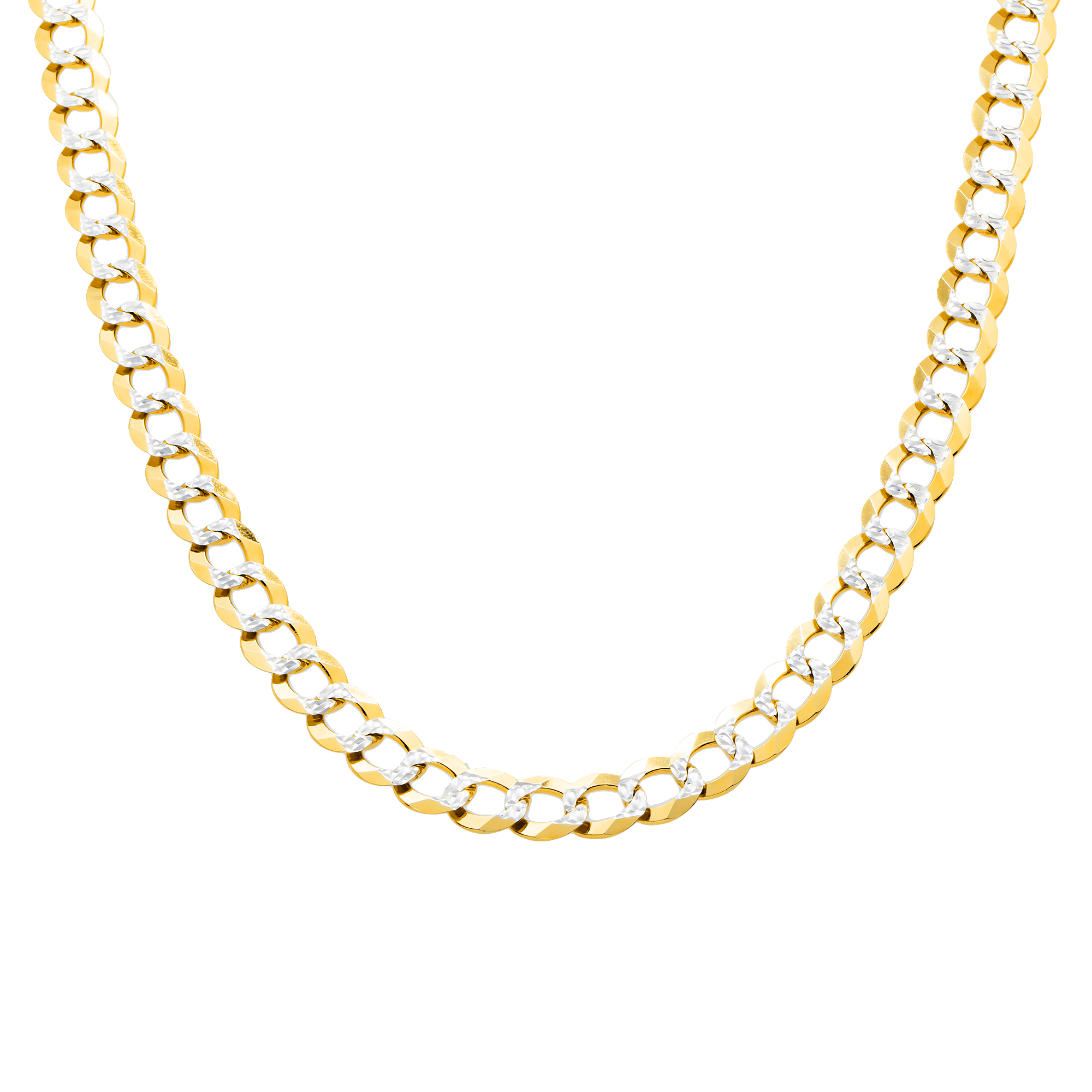 10K Yellow Gold Diamond Cut Miami Curb Link Chain – Solid 9.50mm Wide Men's Gold Necklace
