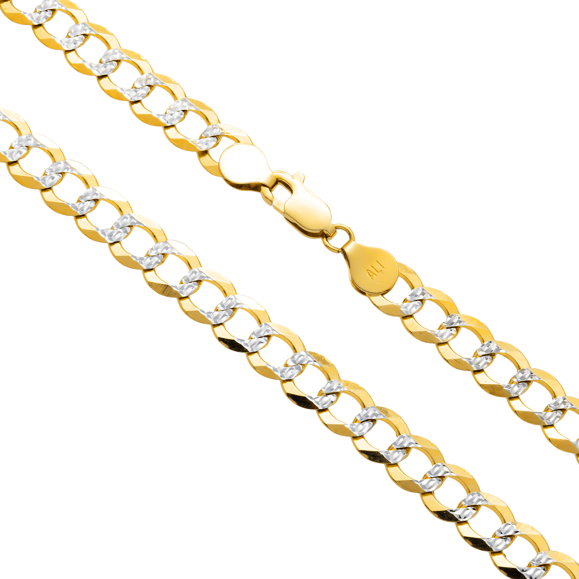 Clasp and detail of 10K Yellow Gold Miami Curb Link Chain – 7.00mm Thick, Durable Solid Gold Design