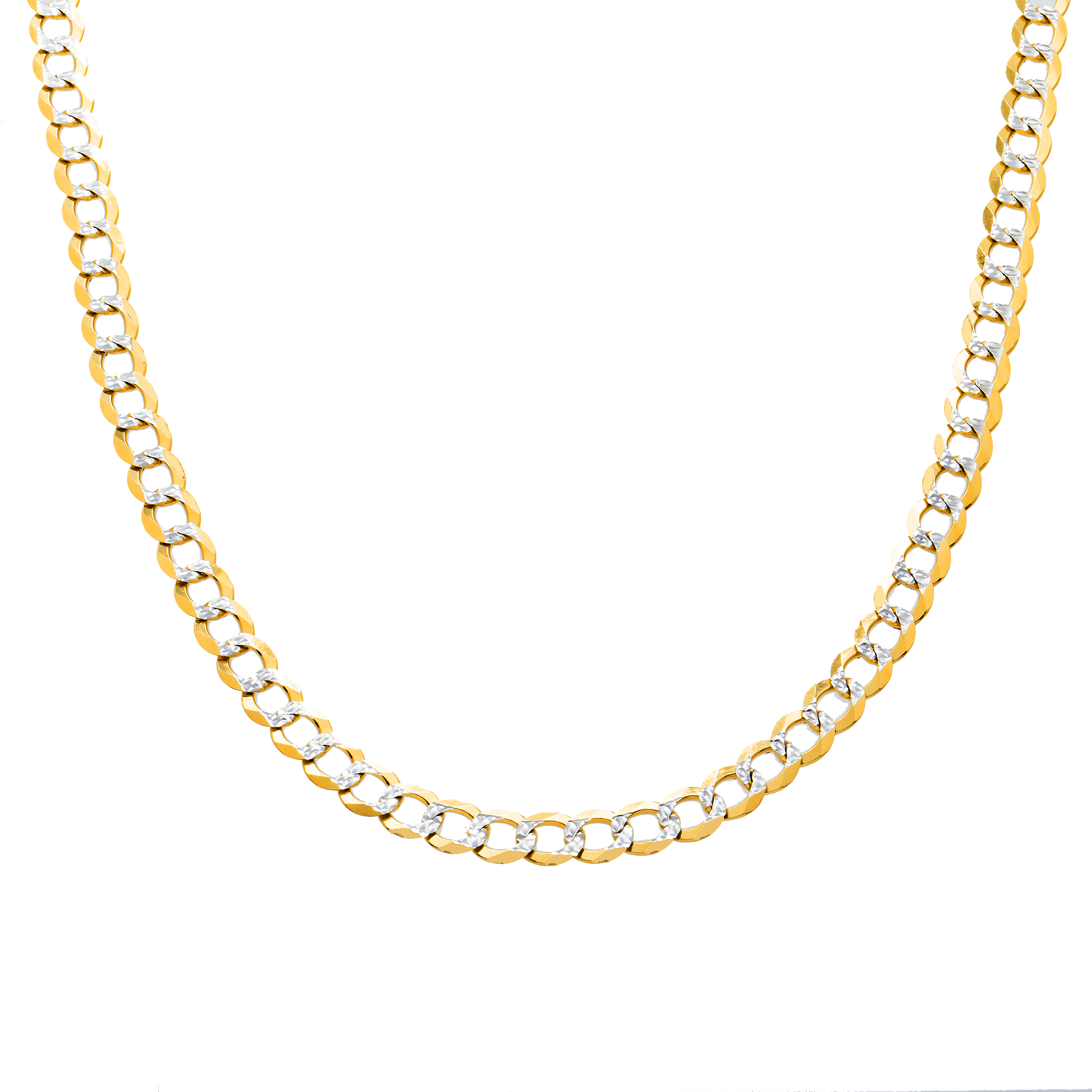 10K Yellow Gold Diamond Cut Miami Curb Link Chain – Solid 7.00mm Men's Gold Necklace