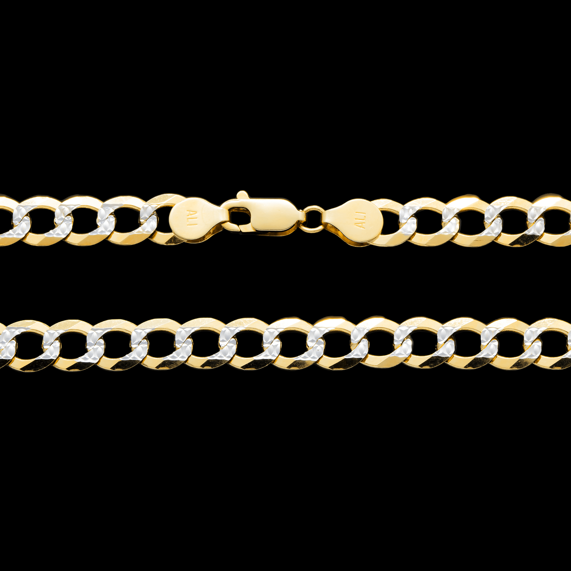 Close-up of 10K Yellow Gold 7.00mm Miami Curb Chain – Diamond Cut Solid Gold Links with Shine