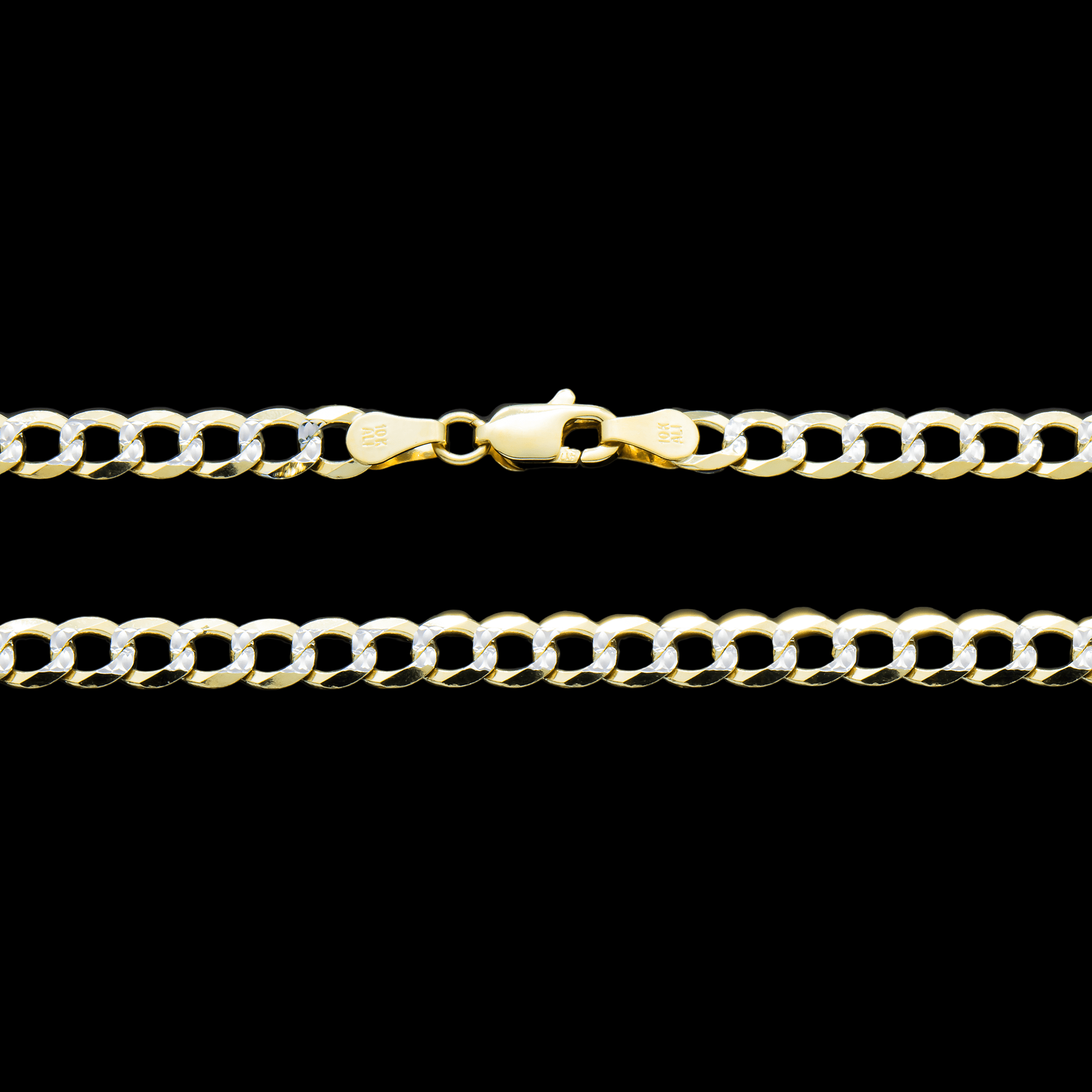 Close-up of 10K Yellow Gold 4.65mm Miami Curb Chain – Diamond Cut Solid Gold Link Design
