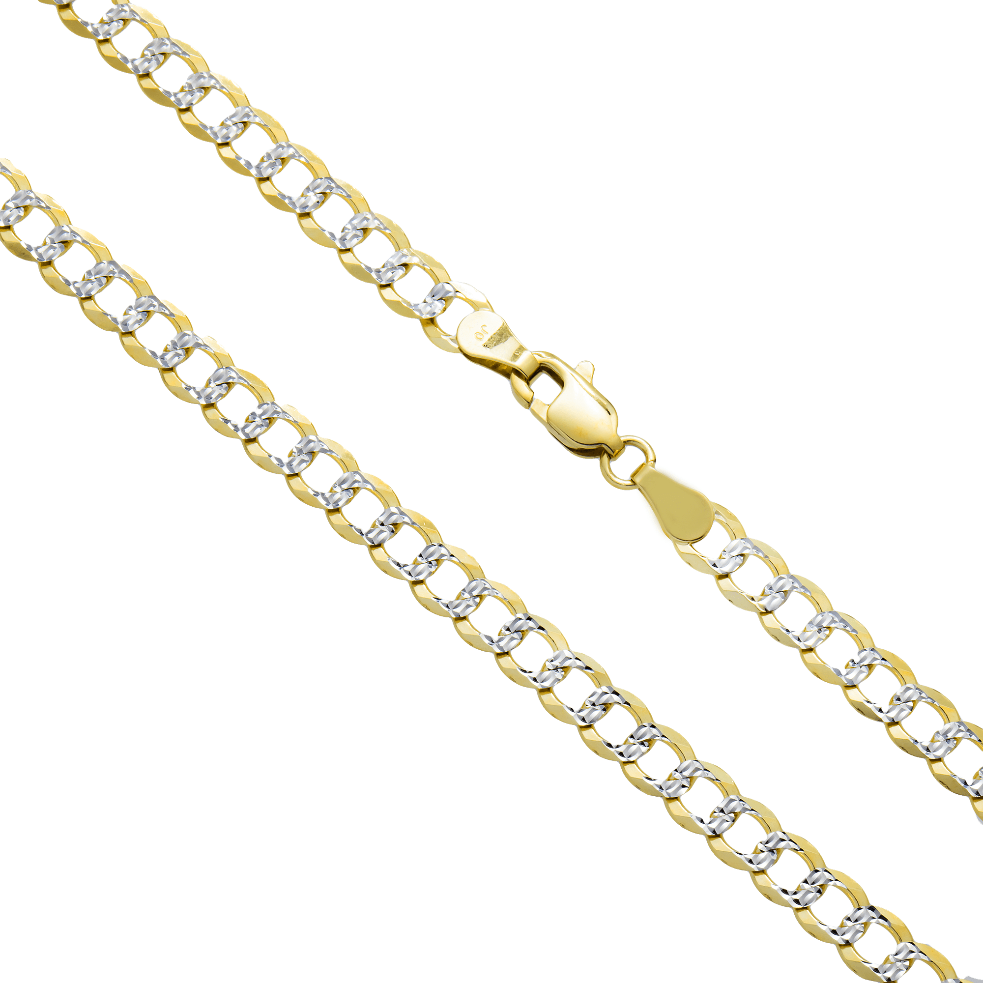 Clasp and detail of 10K Yellow Gold Miami Curb Link Chain – 4.65mm Thick, Polished Solid Gold Finish