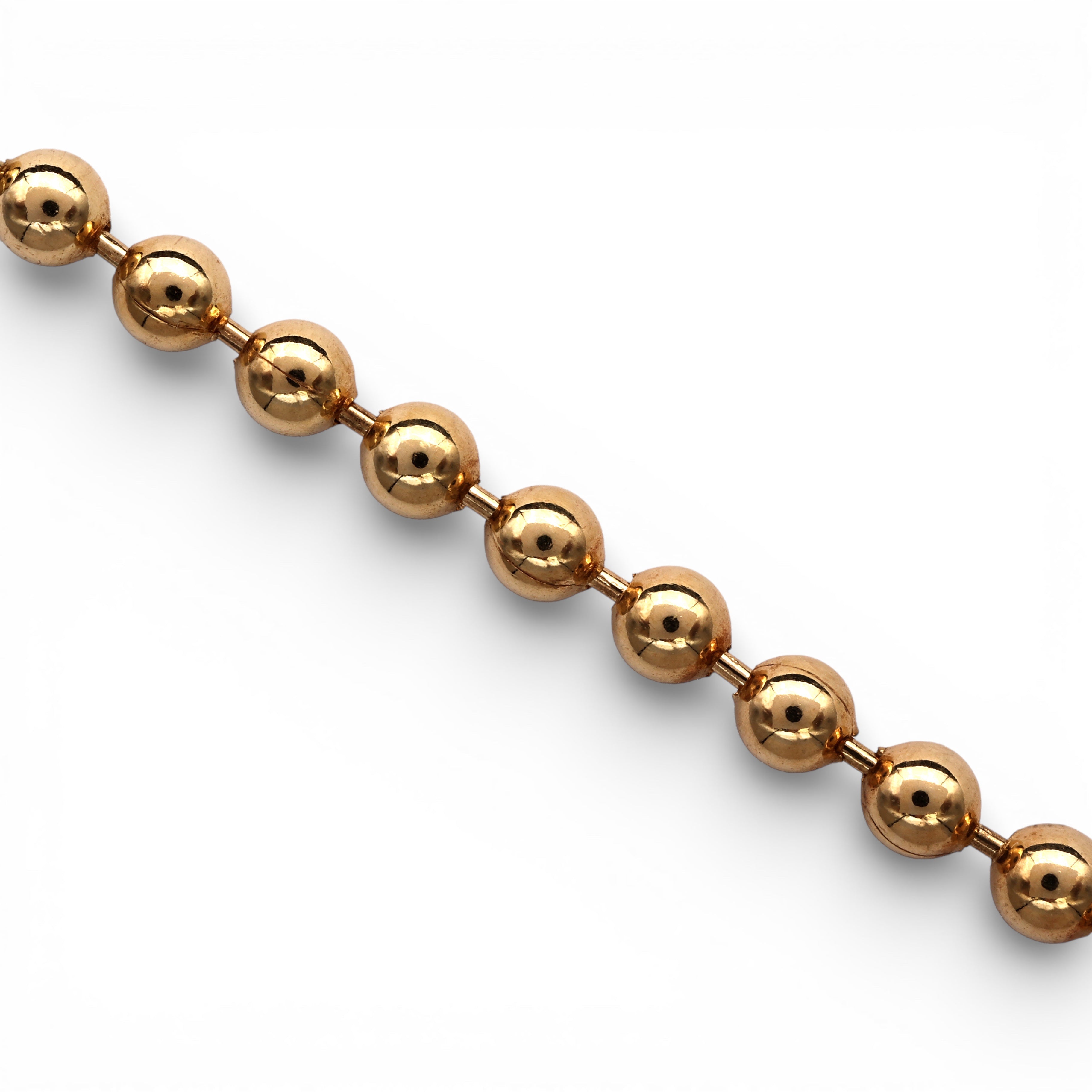 Pulsera semirrígida de eslabones de bola de oro amarillo de 10K y 3,90 mm