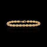 Pulsera de eslabones de píldora semirrígida de oro amarillo de 10K y 5.50 mm