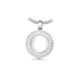 14K White Gold Round Cluster Memory Picture Frame Charm 3.67 ctw. Baguette & Round Diamond Pendant