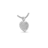 14K White Gold Ladies Iced Out Heart Charm 3.22 ctw. Emerald Cut & Round Diamond Pendant