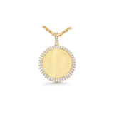 14K Yellow Gold Large Round Memory Picture Frame Charm 2.62 ctw. Baguette Diamond Pendant