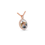 14K Rose Gold Round Cluster Memory Picture Frame Charm 2.92 ctw. Round Diamond Pendant