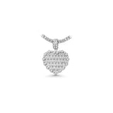 14K White Gold Ladies Iced Out Heart Charm 3.22 ctw. Emerald Cut & Round Diamond Pendant