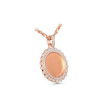 14K Rose Gold Round Cluster Memory Picture Frame Charm 2.92 ctw. Round Diamond Pendant