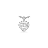 14K White Gold Ladies Iced Out Heart Charm 3.22 ctw. Emerald Cut & Round Diamond Pendant