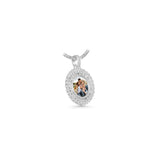 14K White Gold Round Cluster Memory Picture Frame Charm 3.67 ctw. Baguette & Round Diamond Pendant