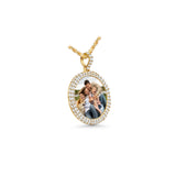 14K Yellow Gold Large Round Memory Picture Frame Charm 2.62 ctw. Baguette Diamond Pendant