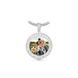 14K White Gold Round Memory Picture Frame Charm 2.50 ctw. Baguette & Round Diamond Pendant