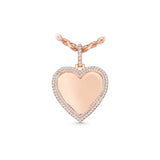 14K Rose Gold Heart Memory Picture Frame Charm 1.34 ctw. Round Diamond Pendant