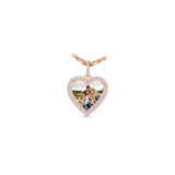 14K Rose Gold Heart Memory Picture Frame Charm 1.34 ctw. Round Diamond Pendant