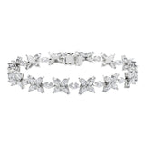 14K White Gold Lab-Stone ButterFly Eternity Tennis Set 6.85 Carat Marquise-Cut Diamond Bracelet