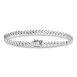 14K White Gold Lab-Stone Eternity Tennis Set 4.61 Carat Marquise-Cut Diamond Bracelet
