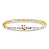 14K Yellow Gold Multi Lab-Stone Eternity Tennis Set 11.80 Carat Diamond Bracelet
