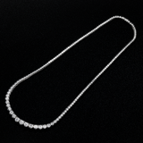 14K White Gold Lab-Stone Graduated Tennis 10.95 ctw. Round Diamond Necklace