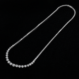 14K White Gold Lab-Stone Graduated Tennis 19.30 ctw. Round Diamond Necklace