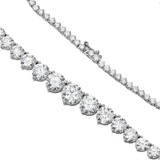 14K White Gold Lab-Stone Graduated Tennis 28.27 ctw. Round Diamond Necklace