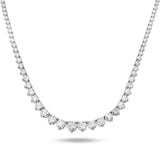 14K White Gold Lab-Stone Graduated Tennis Necklace | 19.30 Carat Round-Cut Diamond