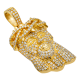 14K Yellow Gold Ice-out Jesus Head Pendant | 2.15 ctw. Round-Cut Diamond