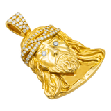 14K Yellow Gold Jesus Head Pendant | 1.62 ctw. Round-Cut Diamond