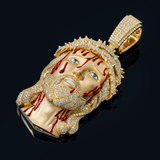 14K Yellow Gold Bleeding Jesus Head Pendant | 9.35 ctw. Round-Cut Diamond