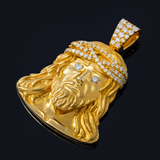 14K Yellow Gold Jesus Head Pendant | 1.62 ctw. Round-Cut Diamond