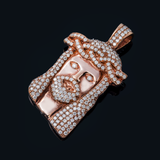 14K Rose Gold Medium Jesus Head Charm 3.50 ctw. Round Diamond Pendant