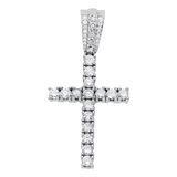 14K White Gold Prong Set Cross Pendant | 6.00 ctw. Round-Cut Diamond