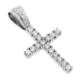 14K White Gold Prong Set Cross Pendant | 6.00 ctw. Round-Cut Diamond