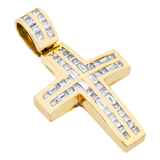 14K Yellow Gold Curved Cross Pendant | 3.00 ctw. Princess & Baguette-Cut Diamond