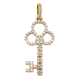 14K Yellow Gold Clover Key Pendant | 2.50 ctw. Round-Cut Diamond