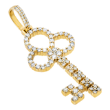 14K Yellow Gold Clover Key Pendant | 2.50 ctw. Round-Cut Diamond