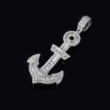 14K White Gold ANCHOR Charm 3.00 ctw. Baguette & Round Diamond Pendant