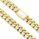 10K Yellow Gold Semi Hollow Miami Cuban Link Chain 14.00 mm