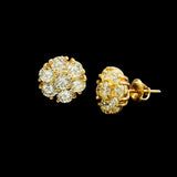 14K Yellow Gold Flower Round Cluster 3.51 ctw. Round Diamond Earrings