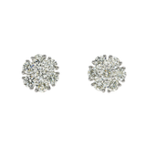 14K White Gold Flower Round Cluster 3.51 ctw. Round Diamond Earrings