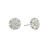 14K White Gold Flower Round Cluster 3.51 ctw. Round Diamond Earrings