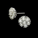 14K White Gold Flower Round Cluster 3.51 ctw. Round Diamond Earrings