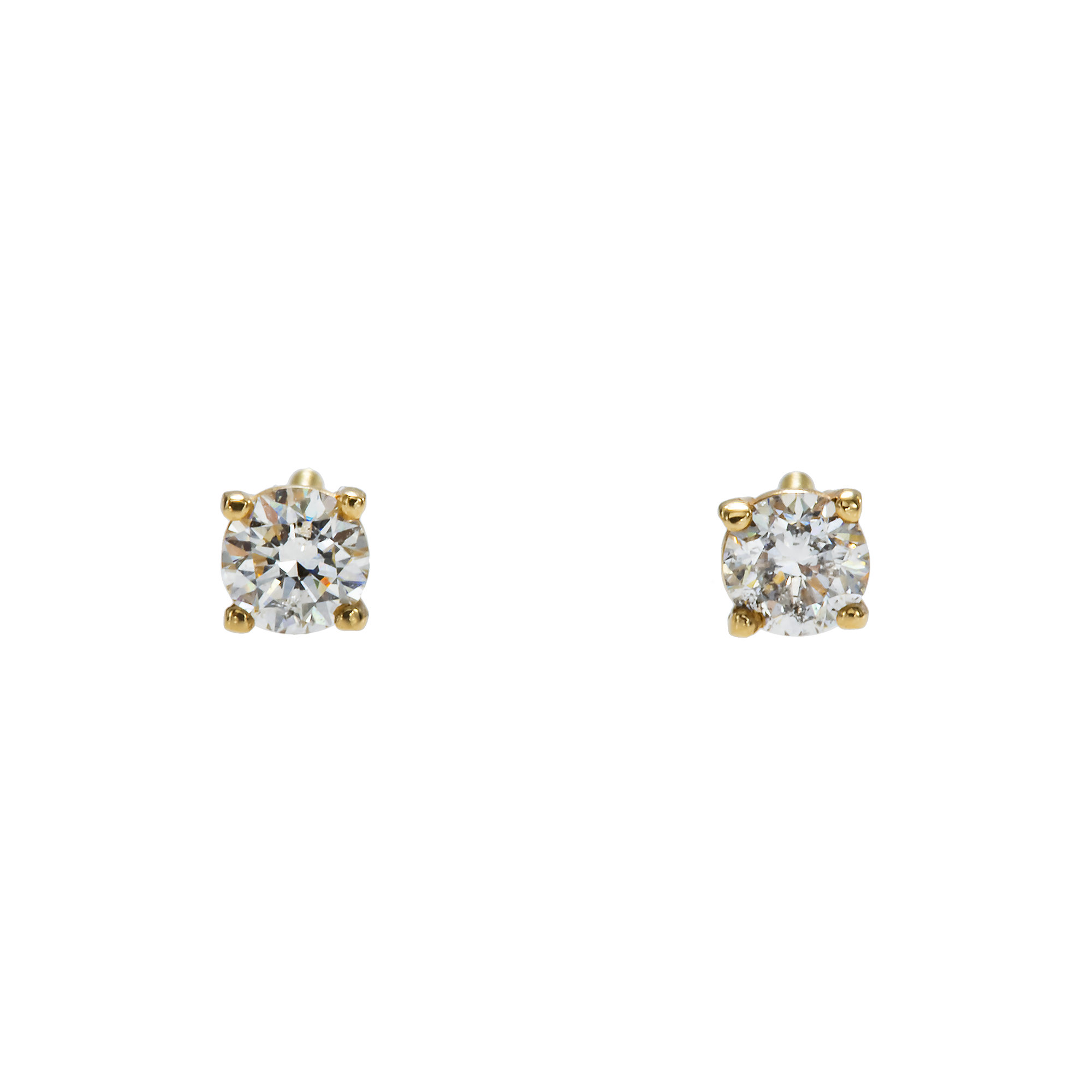 14K Yellow Gold Solitaire Stud 0.30 ctw. Round Diamond Earrings