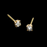 14K Yellow Gold Solitaire Stud 0.30 ctw. Round Diamond Earrings
