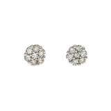 14K Yellow Gold Flower Round Cluster 0.86 ctw. Round Diamond Earrings