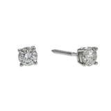 14K White Gold Solitaire Stud 0.60 ctw. Round Diamond Earrings