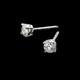 14K White Gold Solitaire Stud 0.60 ctw. Round Diamond Earrings