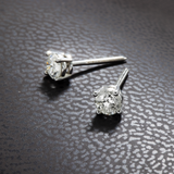 14K White Gold Solitaire Stud 0.60 ctw. Round Diamond Earrings