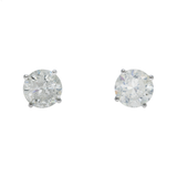 14K White Gold Solitaire Stud 3.03 ctw. Round Diamond Earrings